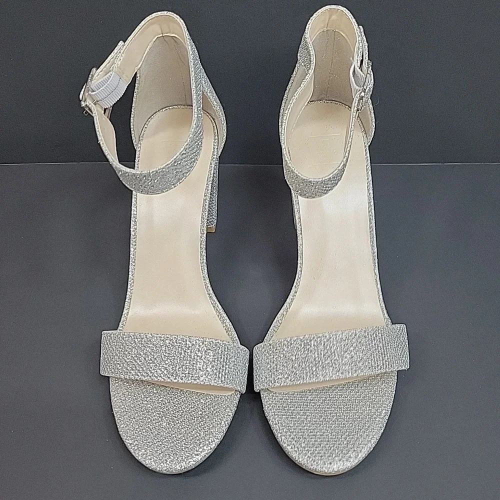 DB Studio Block‎ Heels Ankle Strap Sparkle Glitter Formal Prom Arya Women's 6.5